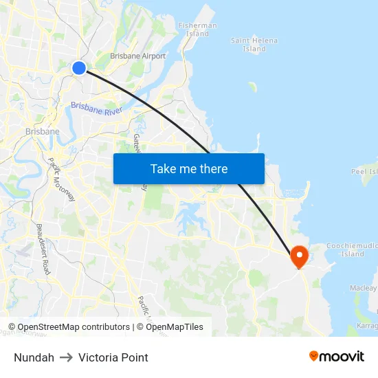 Nundah to Victoria Point map