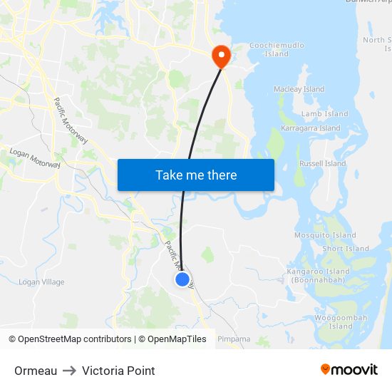 Ormeau to Victoria Point map