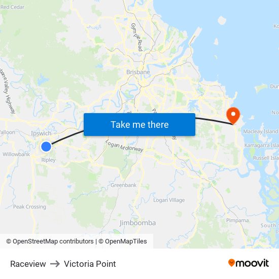 Raceview to Victoria Point map