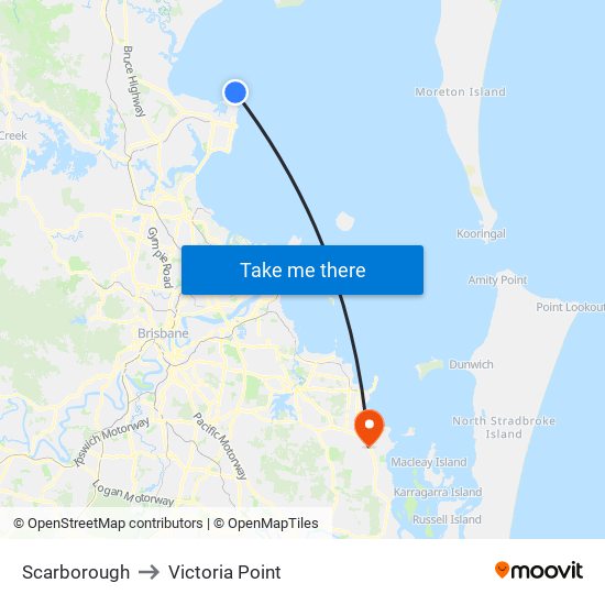 Scarborough to Victoria Point map