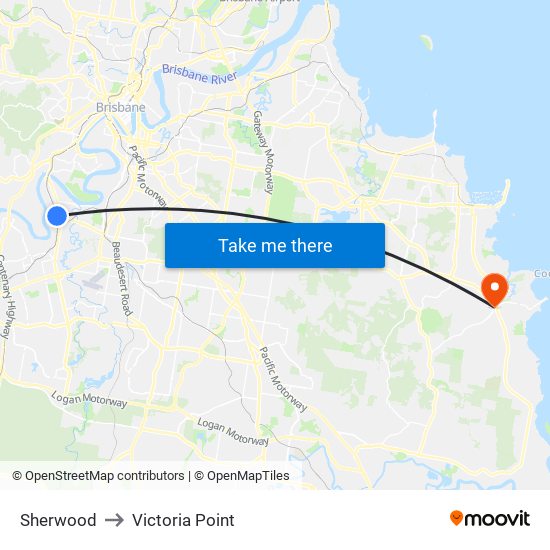 Sherwood to Victoria Point map