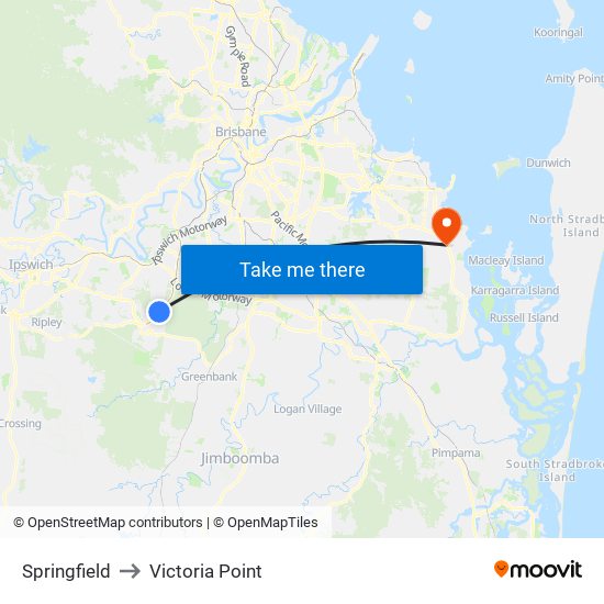 Springfield to Victoria Point map