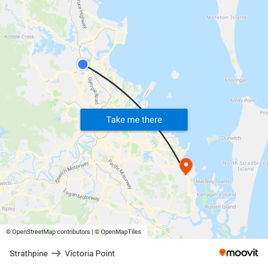 Strathpine to Victoria Point map