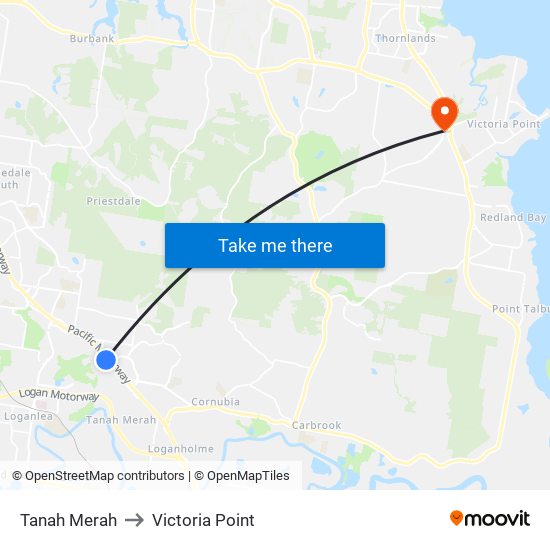 Tanah Merah to Victoria Point map