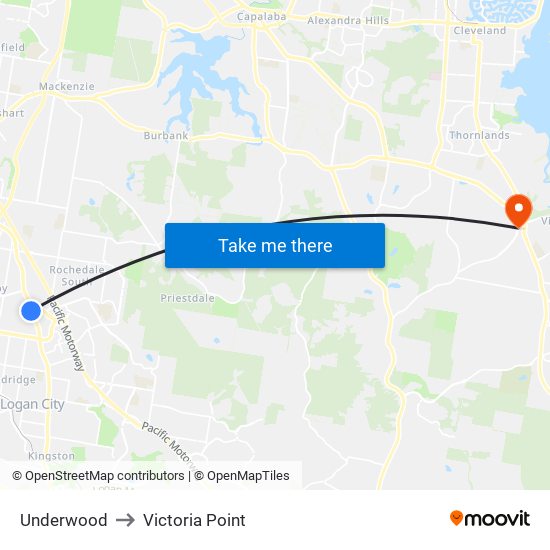 Underwood to Victoria Point map