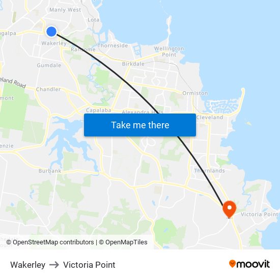 Wakerley to Victoria Point map