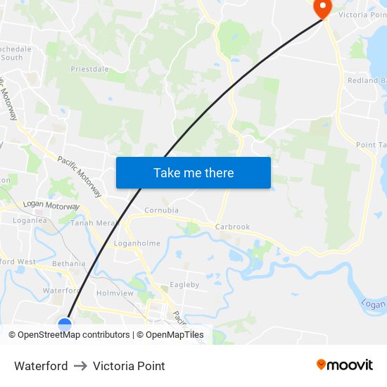 Waterford to Victoria Point map