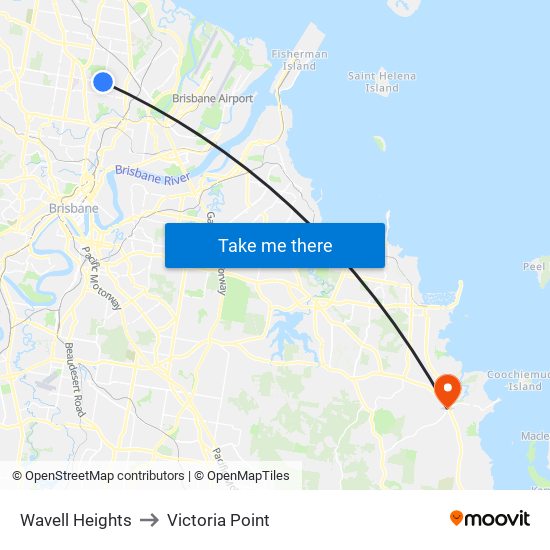 Wavell Heights to Victoria Point map