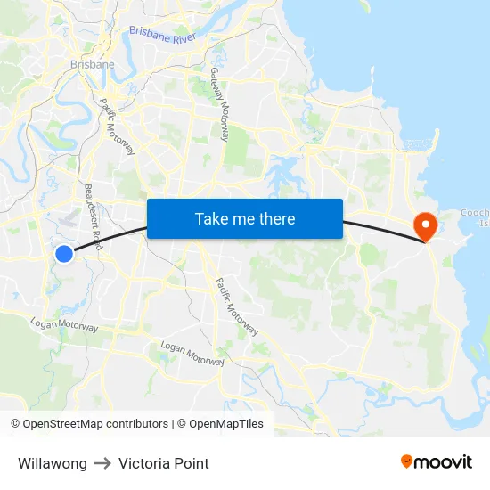 Willawong to Victoria Point map