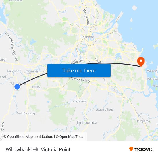 Willowbank to Victoria Point map