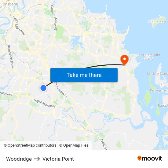 Woodridge to Victoria Point map