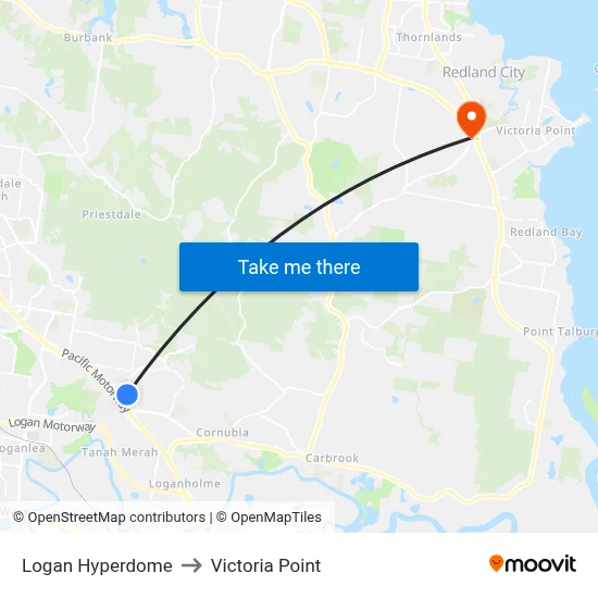 Logan Hyperdome to Victoria Point map
