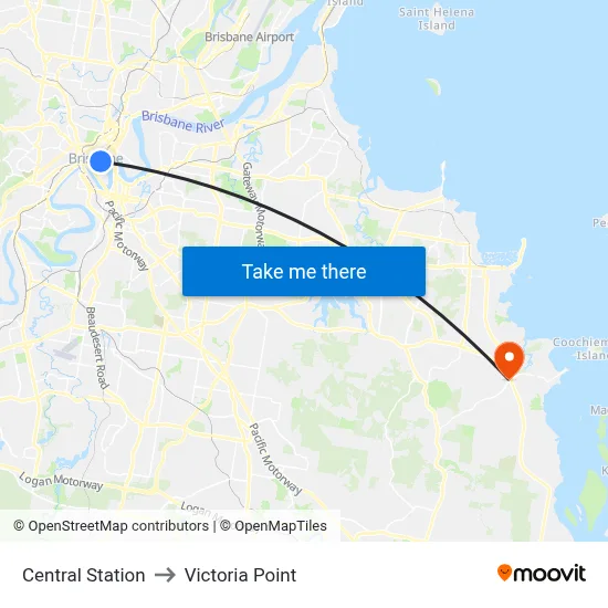 Central Station to Victoria Point map