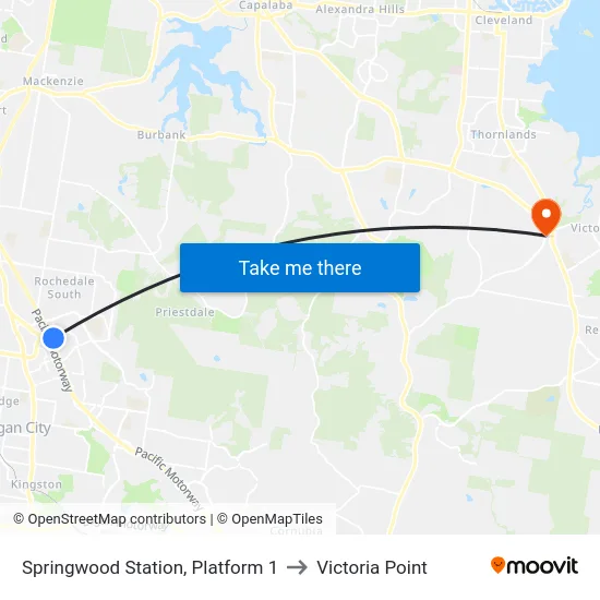 Springwood Station, Platform 1 to Victoria Point map