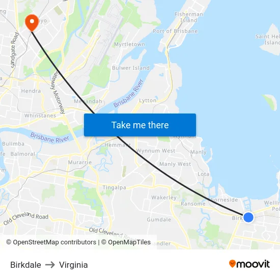 Birkdale to Virginia map
