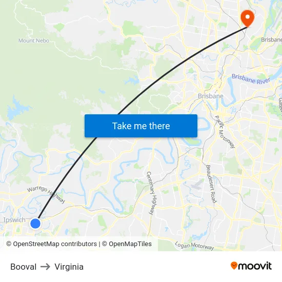 Booval to Virginia map