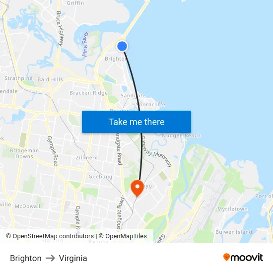 Brighton to Virginia map