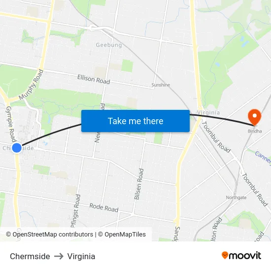Chermside to Virginia map