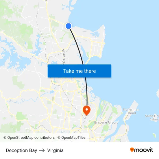 Deception Bay to Virginia map