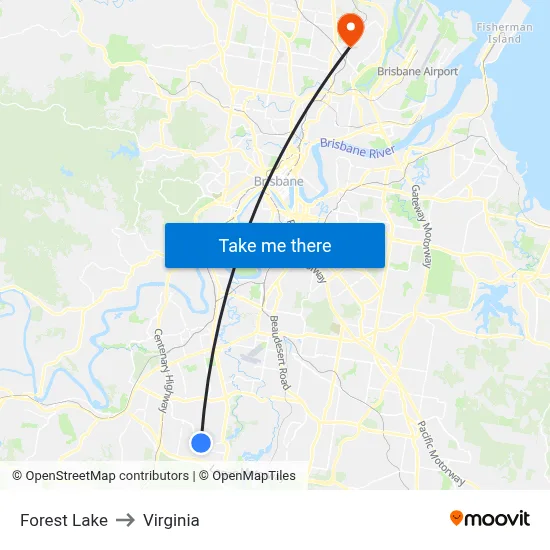 Forest Lake to Virginia map