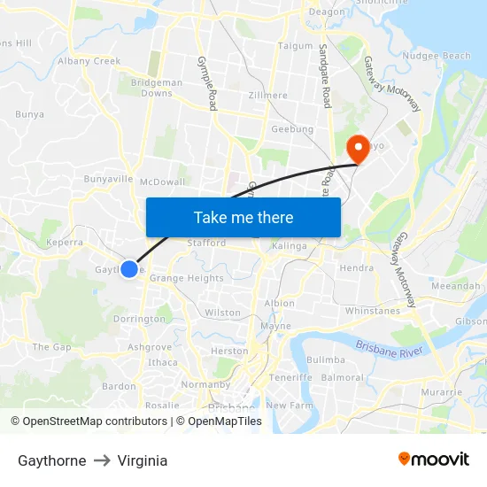 Gaythorne to Virginia map