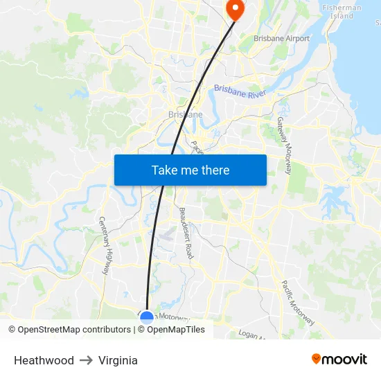 Heathwood to Virginia map