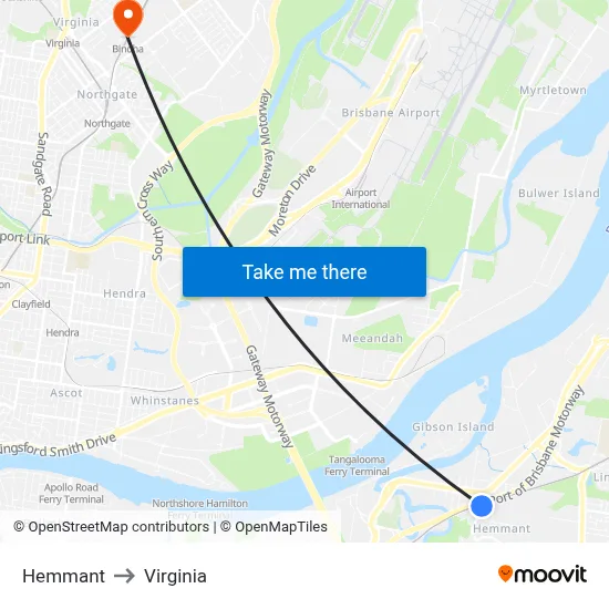Hemmant to Virginia map