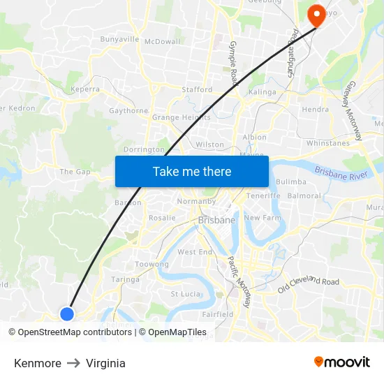 Kenmore to Virginia map