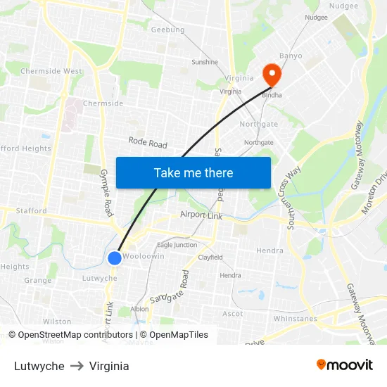 Lutwyche to Virginia map