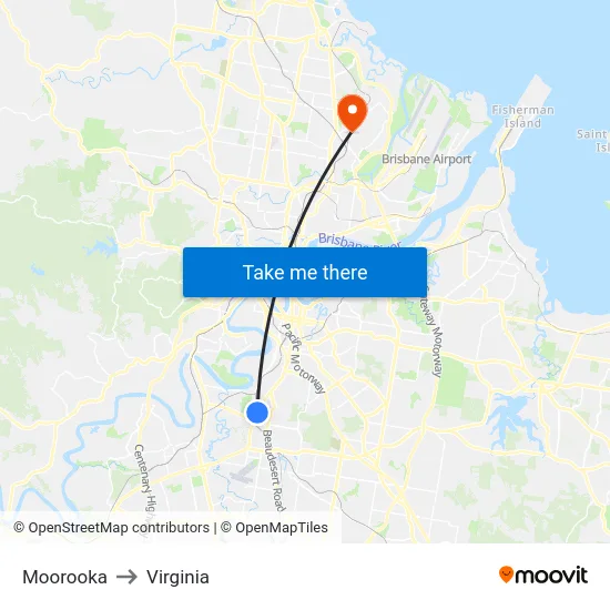 Moorooka to Virginia map
