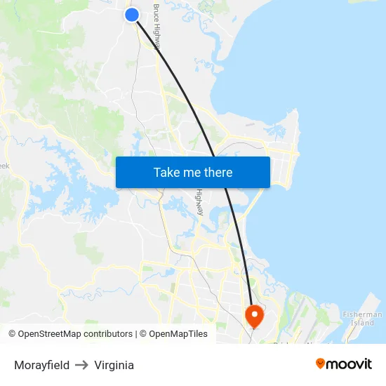 Morayfield to Virginia map