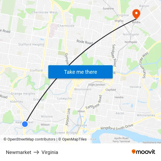 Newmarket to Virginia map
