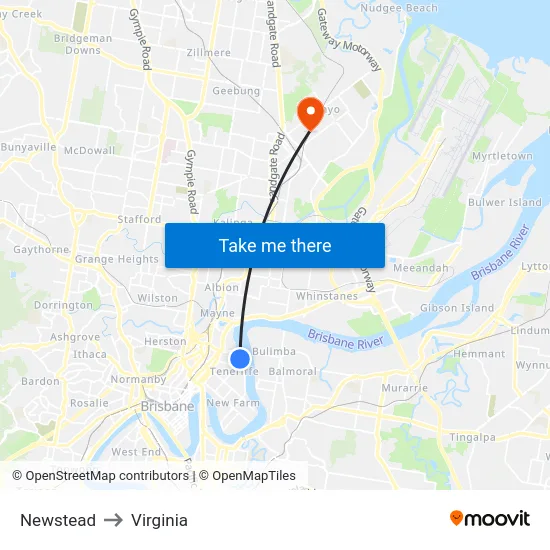 Newstead to Virginia map