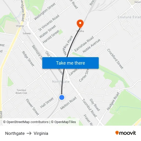 Northgate to Virginia map