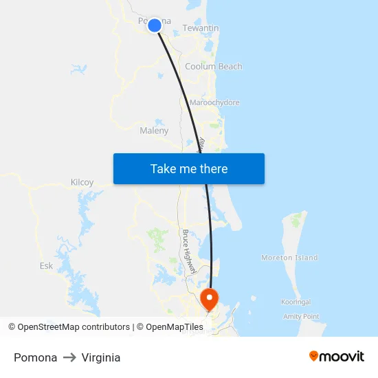 Pomona to Virginia map