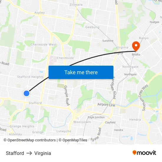 Stafford to Virginia map