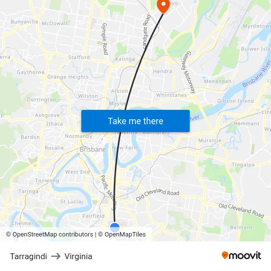 Tarragindi to Virginia map