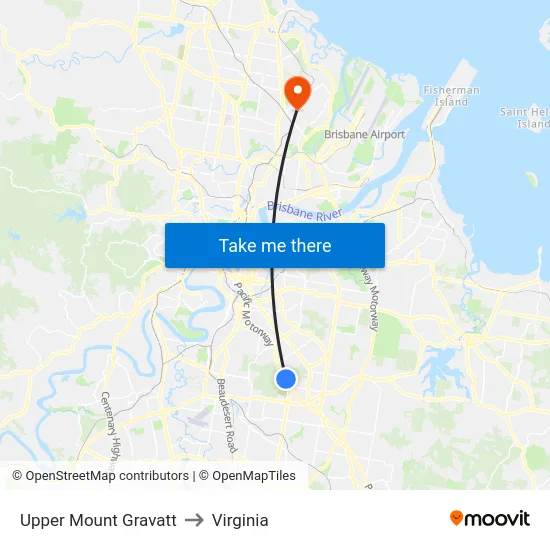 Upper Mount Gravatt to Virginia map