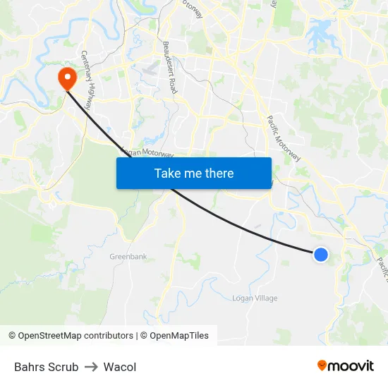 Bahrs Scrub to Wacol map