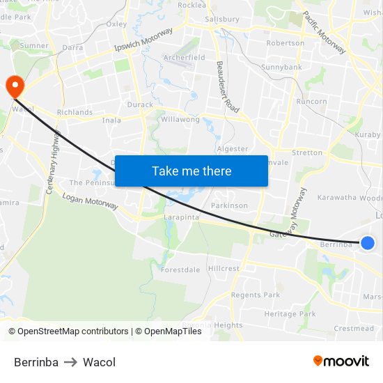 Berrinba to Wacol map