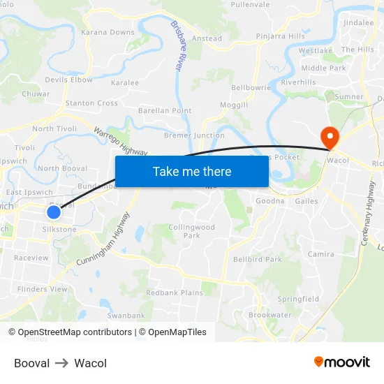 Booval to Wacol map