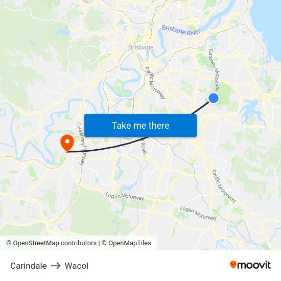 Carindale to Wacol map