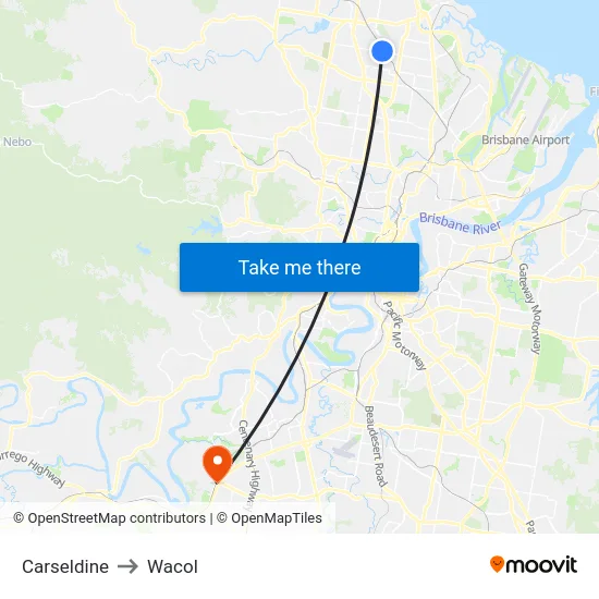 Carseldine to Wacol map