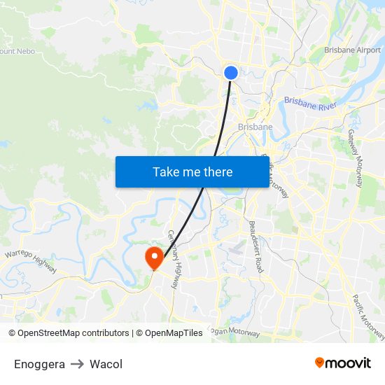 Enoggera to Wacol map