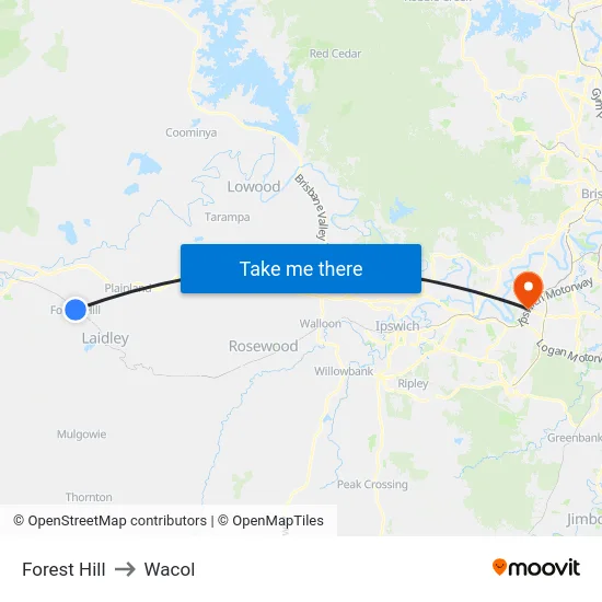 Forest Hill to Wacol map
