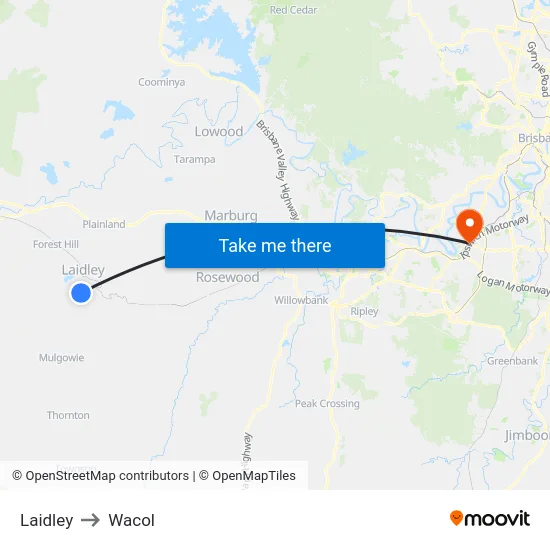 Laidley to Wacol map