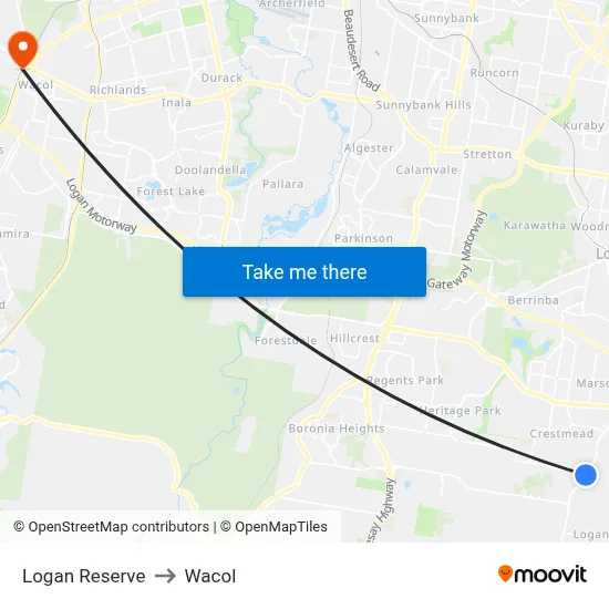 Logan Reserve to Wacol map