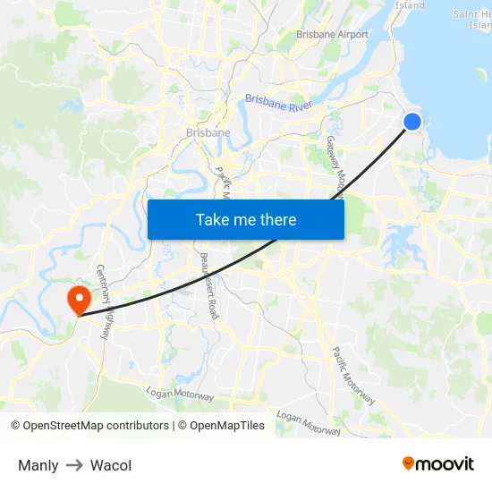 Manly to Wacol map