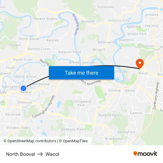 North Booval to Wacol map