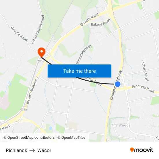 Richlands to Wacol map